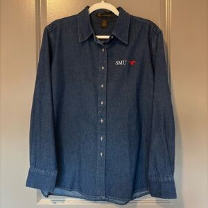 NWOT SMU Mustangs Chambray Denim Shirt Size XL Preppy Western College